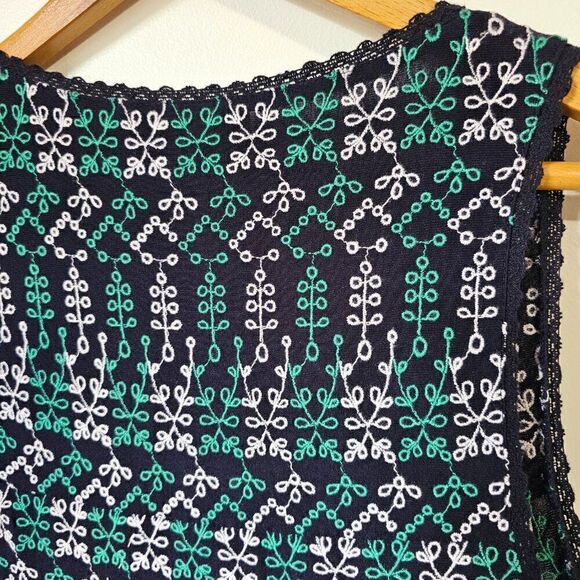 EUC MAEVE BY ANTHROPOLOGIE EMBROIDERED PATTERNED V NECK TIERED LACED TANK TOP M - Picture 5 of 15